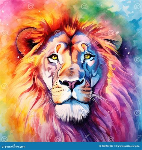 Watercolor Lion Painting Lion King Watercolor Predator Animals Wildlife ...