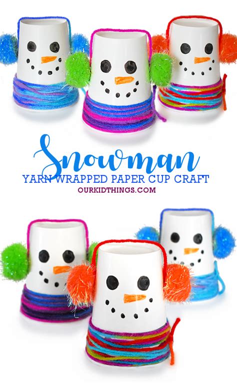 Paper Cup Snowman Craft - Our Kid Things