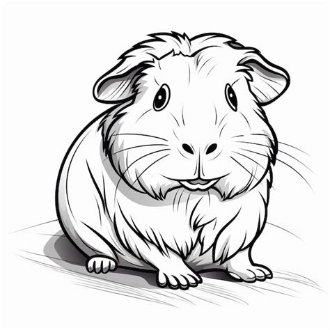 Premium Photo | Cute Guinea Pig Cartoon Drawing For Coloring Pages