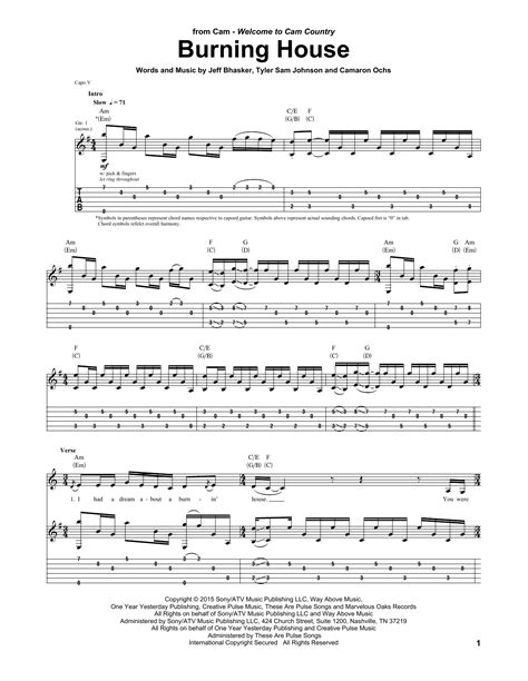 Burning House by Cam - Guitar Tab - Guitar Instructor