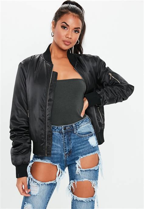 Black Ultimate MA1 Bomber Jacket | Missguided | Bomber jacket women, Black bomber jacket outfit ...