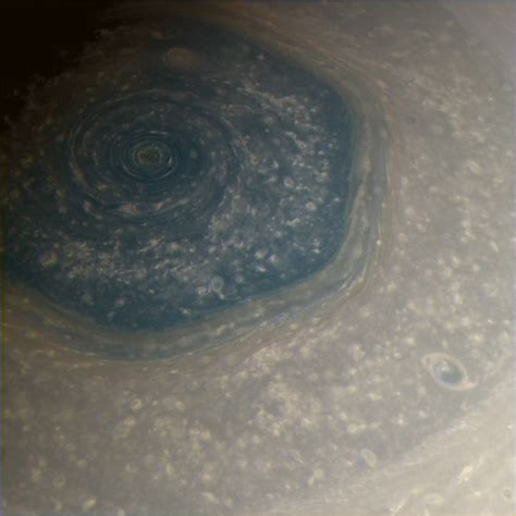 Saturn hexagon processing step: colorized CB2… | The Planetary Society