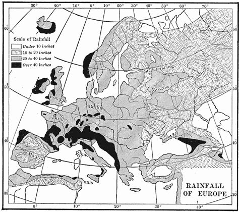 Rainfall Map of Europe, 1910