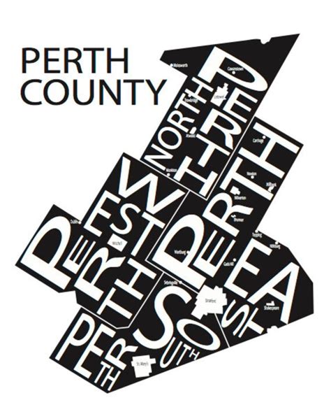 Typographic Map of Perth County Ontario