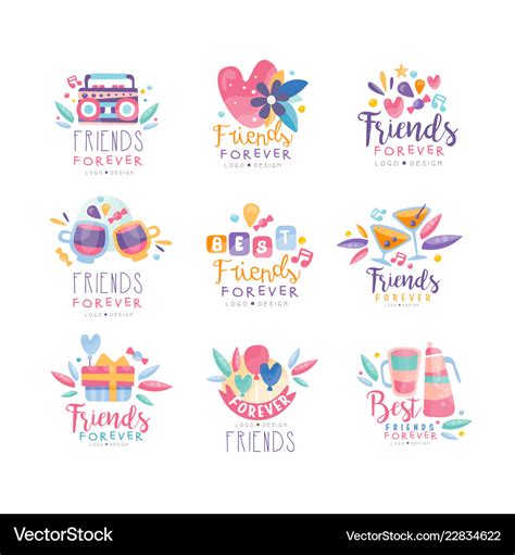 Friends forever logo design set happy friendship Vector Image