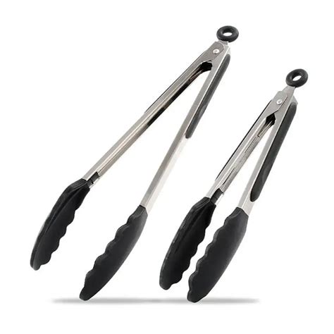 2pcs Premium Silicone Tongs Set 9 Inch 12 Inch Tongs BBQ Cooking Tool 9 ...