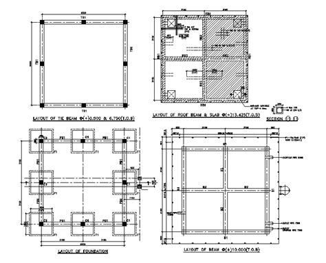 Layout of tie beam and slab of drive bed foundation has given in this Autocad DWG drawing file ...