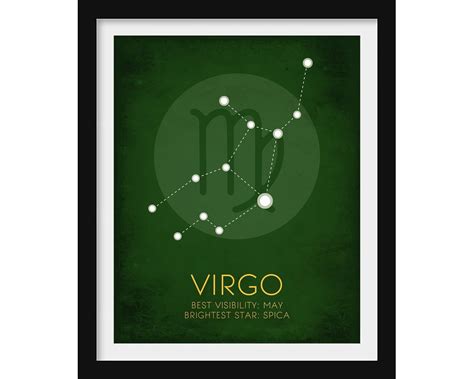 Virgo Constellation Art Print, Zodiac Star Sign, Astronomy Illustration ...