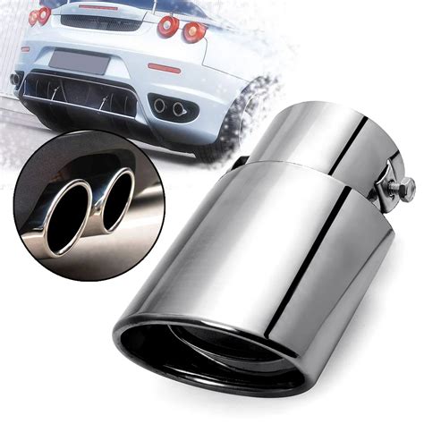 1PC Universal Stainless Steel Silencer Chrome Car Tail Throat Rear ...