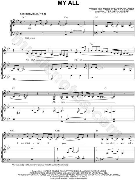 By Mariah Carey. My All | Sheet music, Music fans, Piano sheet