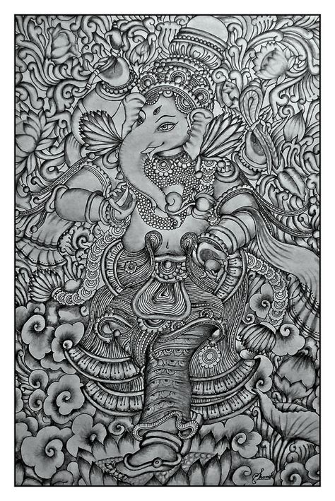 Ganesha mural pencil drawing by shamil art Drawing by Shamil Art - Pixels