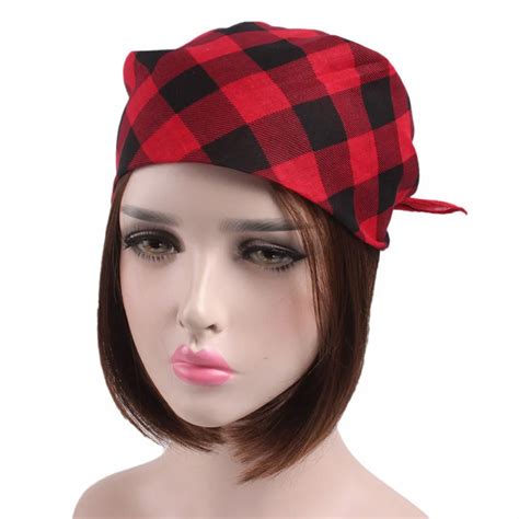 Fashion headband Women Men Plaid Bandanas Head Wrap Turban Hair ...