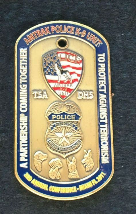 AMTRAK Police K9 Unit Challenge Coin - 3rd Annual Conference, Miami Fl ...