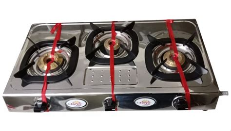 Stainless Steel Three Burner Gas Stove, Manual at Rs 1800 in New Delhi | ID: 2852923711248