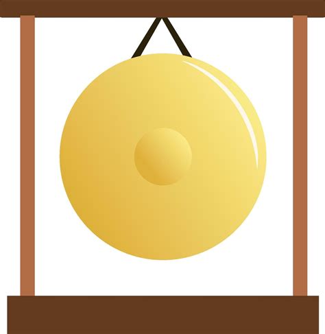 metal gong chinese vector illustration, traditional asian music instrument gold gong isolated in ...