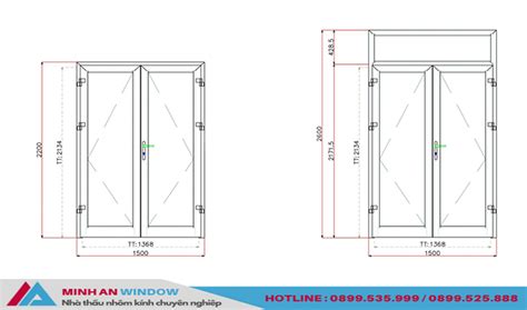 10 cách chọn kích thước cửa kính 2 cánh chuẩn nhất