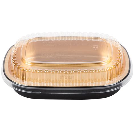 Durable Packaging 9331-PT-100 Small Black and Gold Black Diamond Foil Entree / Take Out Pan with ...