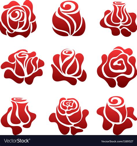 Rose symbol set Royalty Free Vector Image - VectorStock