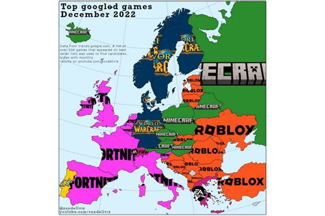 The most popular games in various European countries from 2004 to 2022 ...