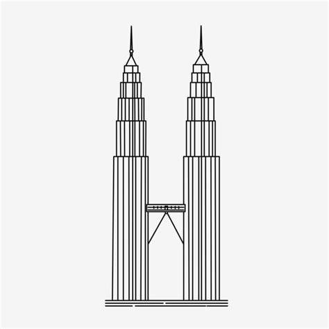 Petronas Twin Towers PNG Transparent, Black Minimalist Petronas Twin ...