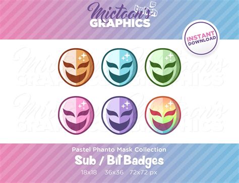 Twitch Phanto Mask Collection Sub Badges / Bit Badges / - Etsy