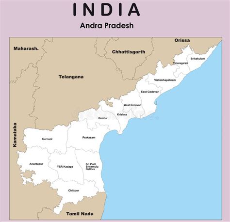 Vector Illustration of Andhra Pradesh Map with Border Outline in Black Colour Stock Vector ...