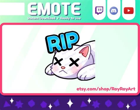 Twitch Emote White Cat RIP / Dead | Etsy Canada