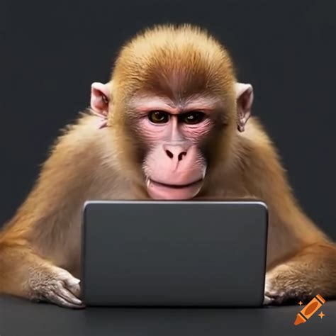 Monkey using a laptop on Craiyon