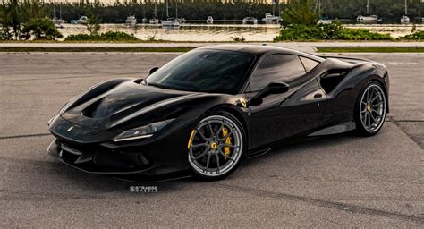 Pitch Black Ferrari F8 Tributo Looks Good With Dark Multi-Spoke ...