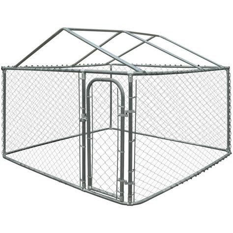 ALEKO Dog Kennel DIY Chain Link Box Kennel With Roof Frame - Walmart ...