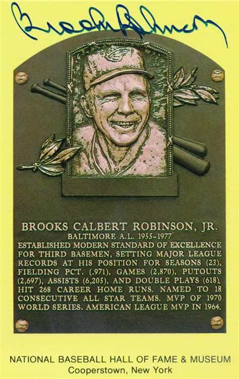 Brooks Robinson - Baseball Hall Of Fame Plaque Postcard Signed ...