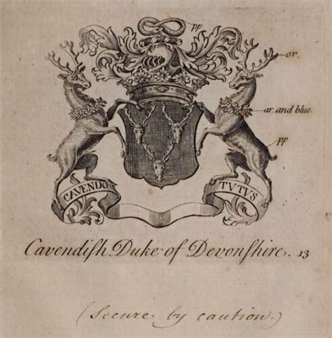 1779 ANTIQUE PRINT ~ CAVENDISH ~ FAMILY CREST COAT OF ARMS DUKE OF ...