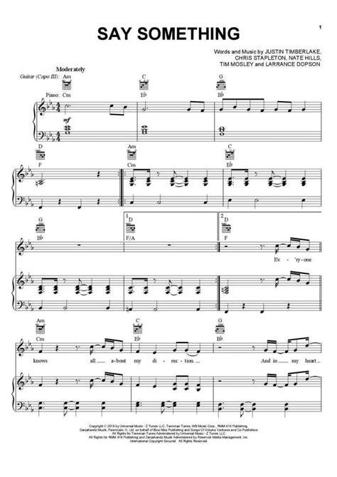 Say Something Piano Sheet Music | OnlinePianist