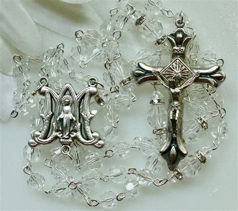 Catholic Swarovski Clear Crystal Rosary Beads