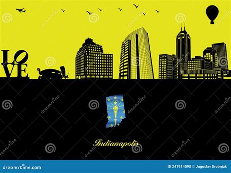 Indianapolis City Skyline Silhouette Stock Vector - Illustration of ...