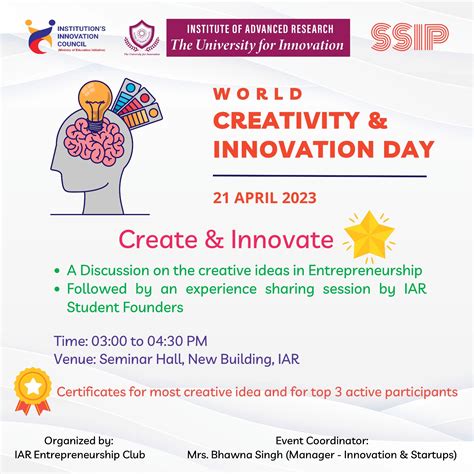 World Creativity & Innovation Day Celebration : Create & Innovate - IAR - Institute of Advanced ...