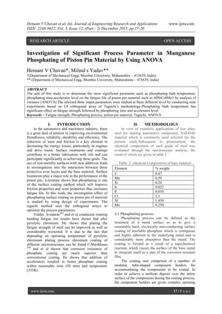 Investigation of Significant Process Parameter in Manganese Phosphating ...