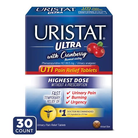 URISTAT Ultra UTI Pain Relief, Cranberry Flavored Coating, 30 Tablets - Walmart.com