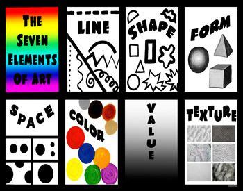 the seven elements of art are shown in black and white