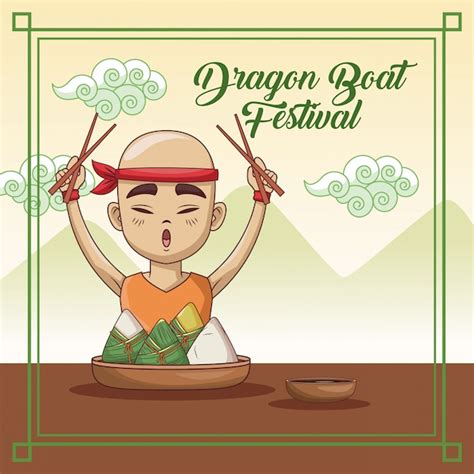 Premium Vector | Dragon boat festival cartoon design