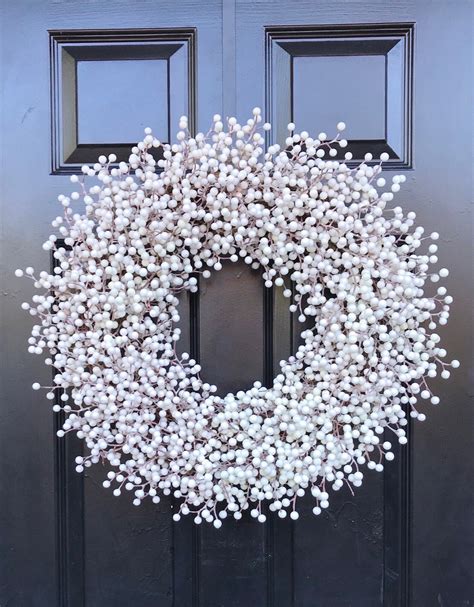 Weatherproof WHITE Berry Christmas Wreath Outdoor Wedding | Etsy