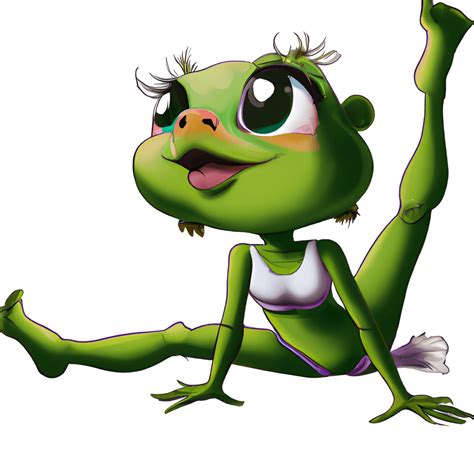 Cute Happy Frog in Girl Leotard Doing Gymnastics Split · Creative Fabrica