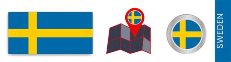 Collection of Swedish national flags isolated in official colors and ...