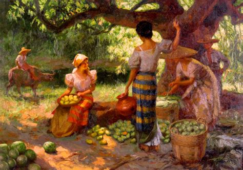 Fruit Pickers Harvesting Under The Mango Tree by Fernando Amorsolo ...