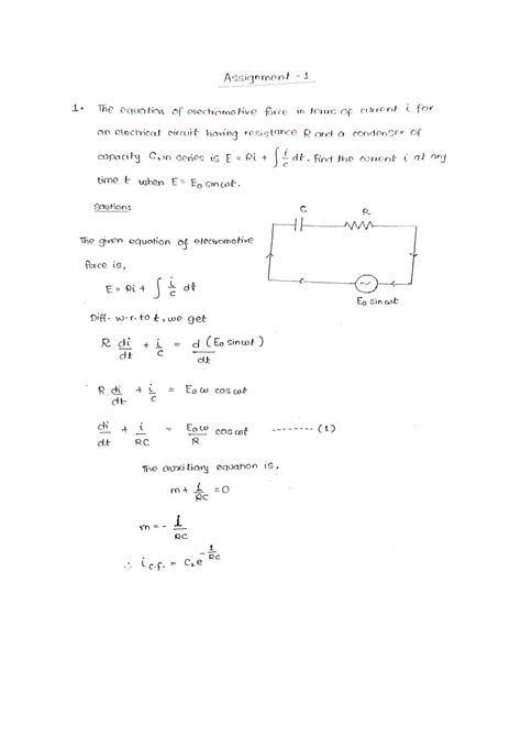 SOLUTION: Applications of differential equations solved numericals ...