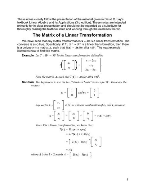 The Matrix of a Linear Transformation