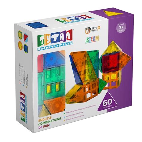 TYTAN Magnetic Tiles 60 Pack Stem Toy in the Kids Play Toys department ...