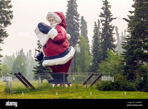 Huge outdoor statue of Santa Claus; North Pole; Alaska; USA Stock Photo ...