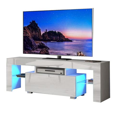 Buy Dripex LED TV Stand - High Gloss Entire Front TV Cabinet - 130cm TV Entertainment Unit Bench ...