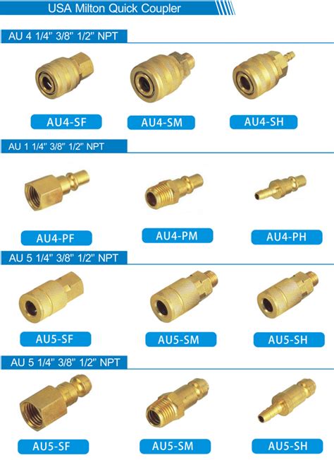 USA MILTON TYPE QUICK COUPLERS--Pneumatic Cylinder | Solenoid Valve ...